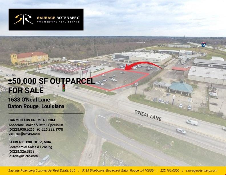 ±22,500 - 50,000 SF, High Traffic Outparcel on O'Neal and 1-12