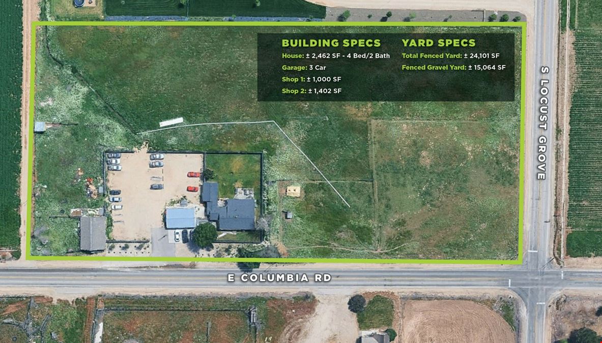 5-ACRE PROPERTY WITH RESIDENCE, COMMERCIAL YARD & SHOPS