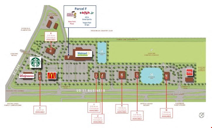 Ocean Lakes Village in Myrtle Beach | Parcels and Freestanding Building Available at Hwy 544 & Hwy 17 Business