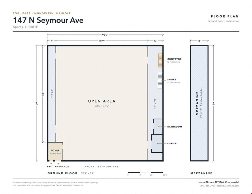 A big open retail floor in downtown Mundelein