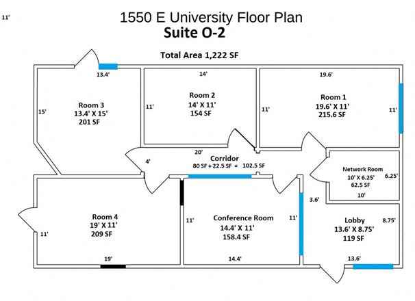 Preview of Office space for Rent at 1550 East University Drive