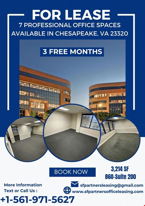 7 Professional Office Space Available in Chesapeake, Virginia 23320