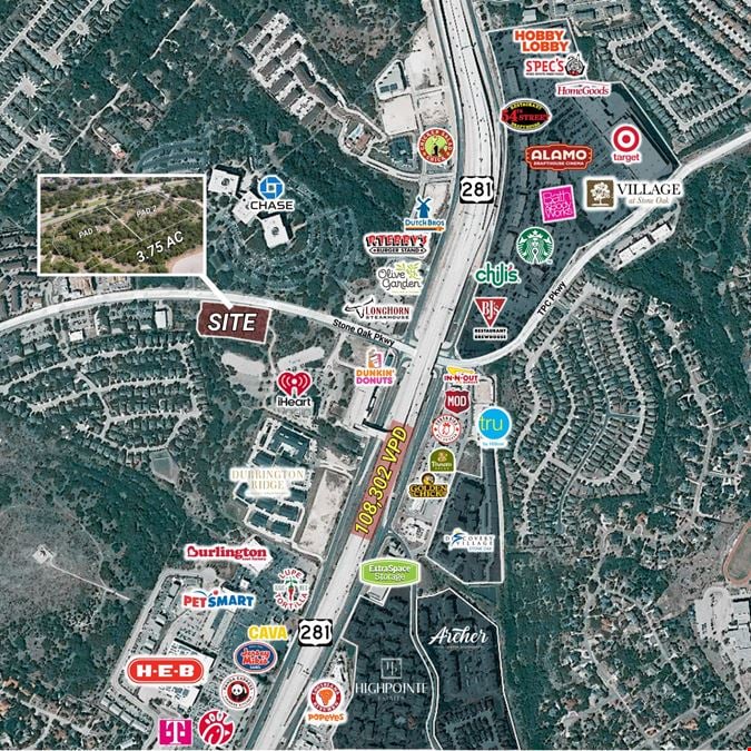 3.75 AC Development Site on Stone Oak Pkwy, Zoned C-3