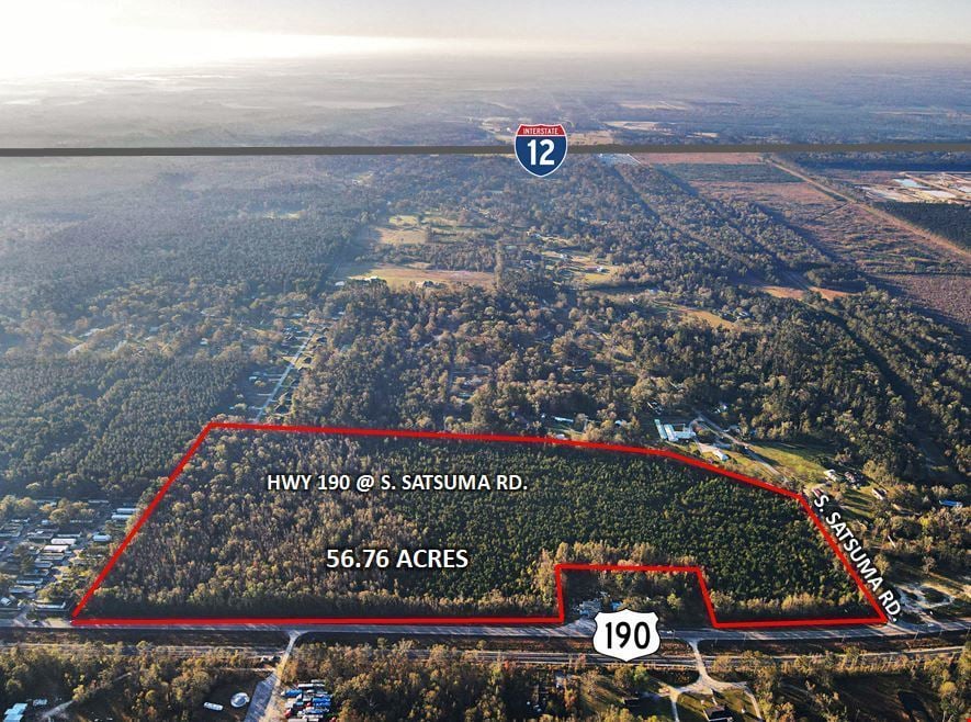 Hwy 190 at Satsuma Rd with Access to I-12- 56.76 Acres For Sale