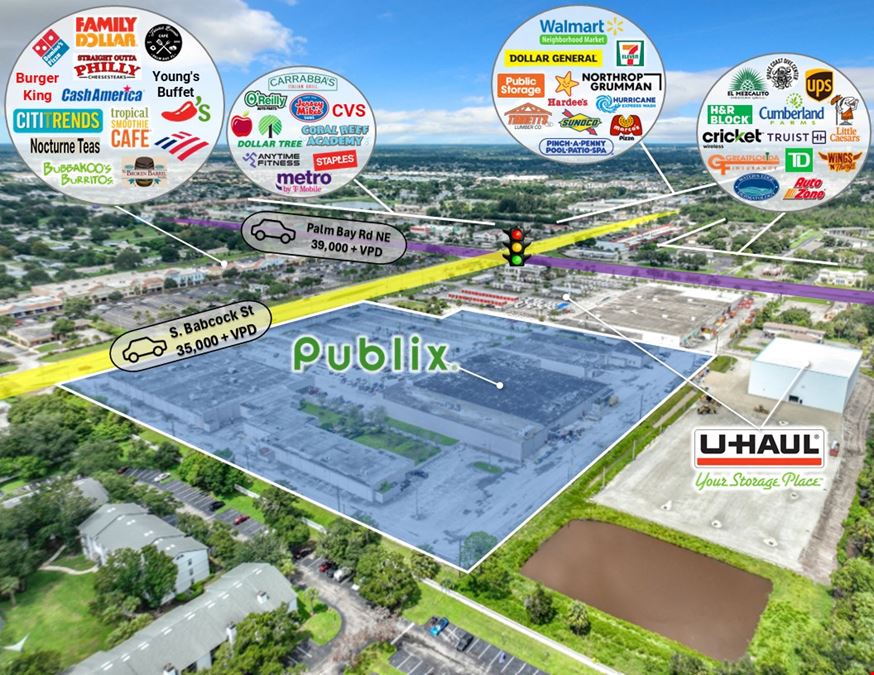 Publix Anchored Palm Bay Center | $31.5M Store Sales ($639 PSF) | 36% Occupied