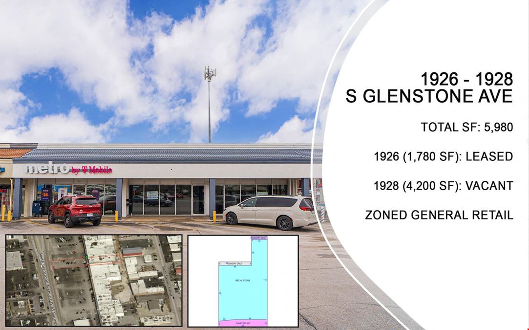 +/-70,007 sf Retail / Office Buildings + 11,875 sf Lot  For Sale or Lease On Glenstone & Sunshine