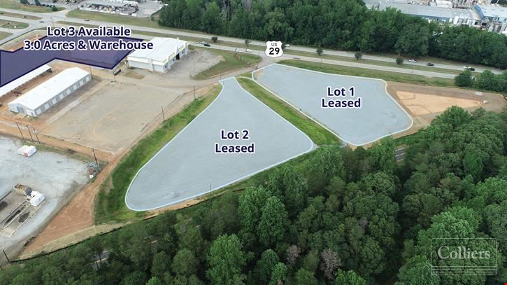 Secure IOS Lot with Warehouse Available on Hwy 29 at I-85