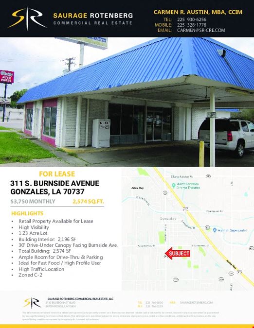 High Visibility Retail Property in Gonzales LA