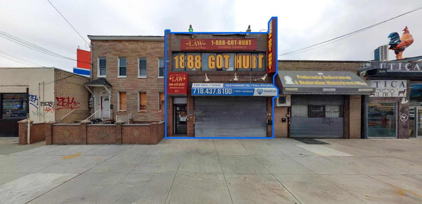 3,500 SF | 455 Utica Ave | Two Story Building with 3 Commercial Spaces for Sale