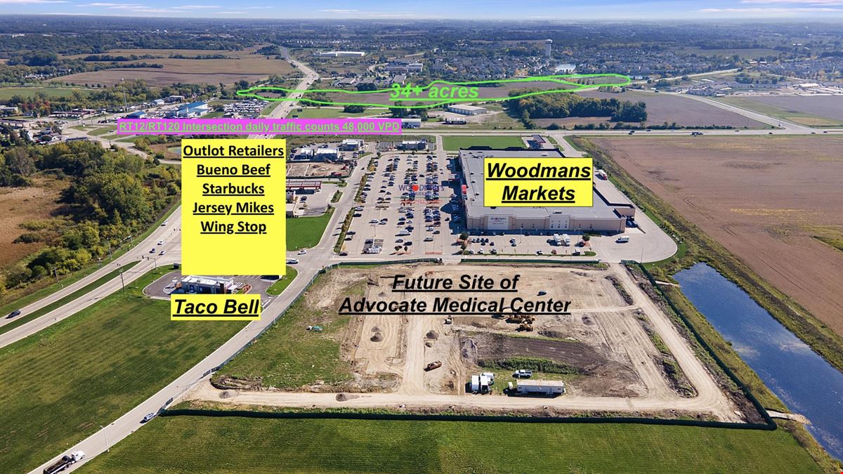 27065 W Route 120, 3.08 to 34.7 Acres For Development