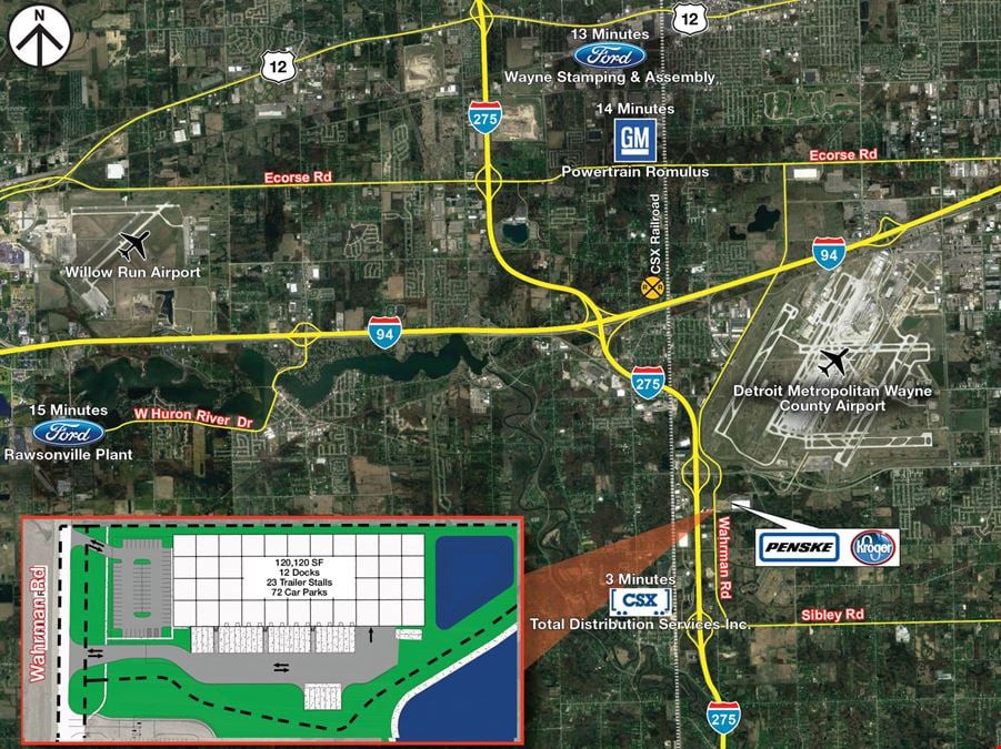 Romulus, MI - Shovel Ready Build to Suit Site