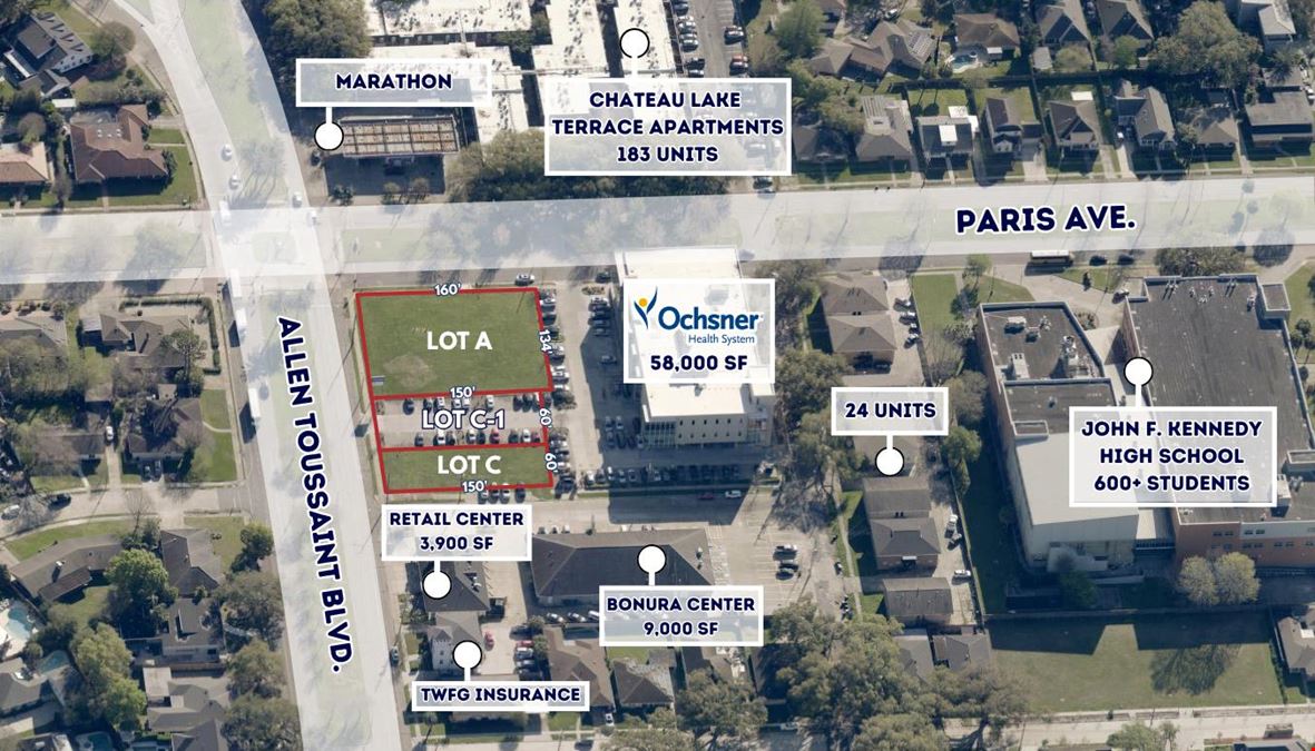 Prime Lakefront Commercial Land For Sale | Allen Toussaint & Paris Avenue