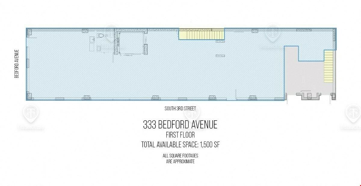 1,500 - 1,850 SF | 333 Bedford Ave | Newly Developed Corner Retail & Community Facility for Lease in Prime Williamsburg