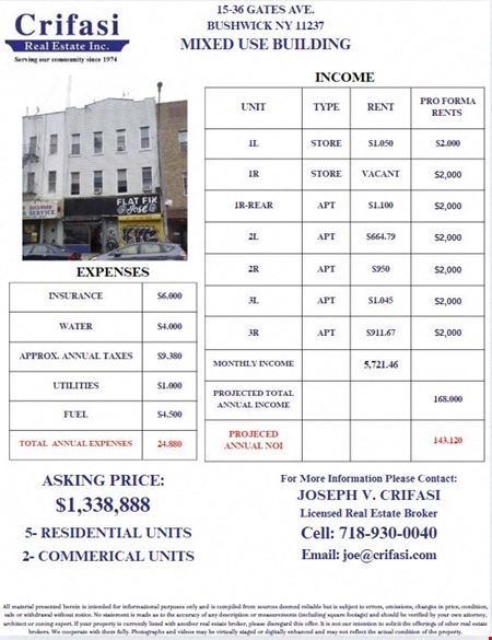 Preview of Mixed Use space for Sale at 1536 Gates Ave