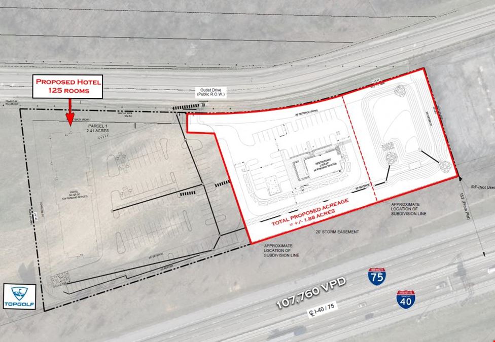 Retail/Restaurant Land Available Near Knoxville's Topgolf!