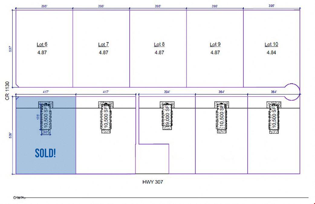 3-5 Acre Lots for Build to Suit!