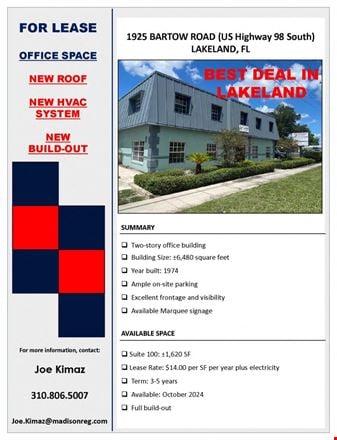 Preview of Office space for Rent at 1925 Bartow Road Lakeland Florida 33801