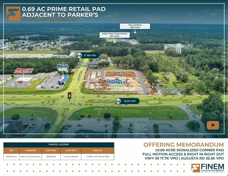 0.69 Acre Prime Retail Pad | Adjacent to Parker's