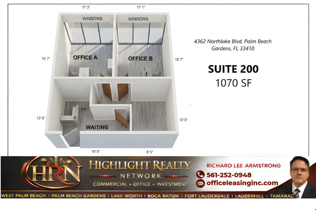 1070 SF Suite 200 Professional and Medical Office Space