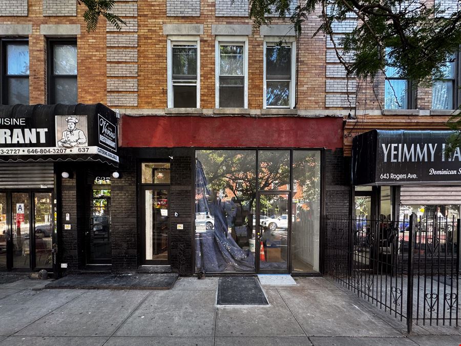 1,000 SF | 639 Rogers Avenue | Newly Renovated Retail Space with Glass Frontage for Lease