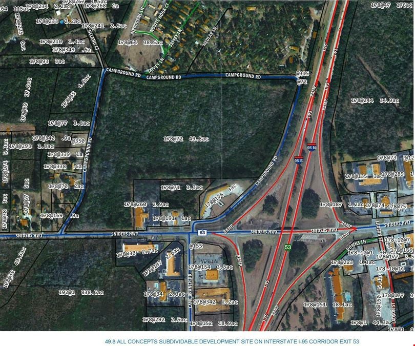 SC Interstate I-95 Corridor Centric 49.8 AC Industrial/Distribution/IOS at I-95 Exit 53 | SUBDIVIDABLE - IICD ZONED