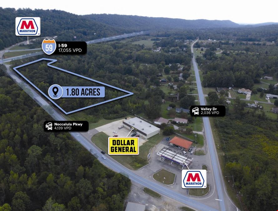 $1 Auction – 1.8 Acre Parcel | Dollar General & I-59 Adjacent | 4K VPD | Attalla, AL