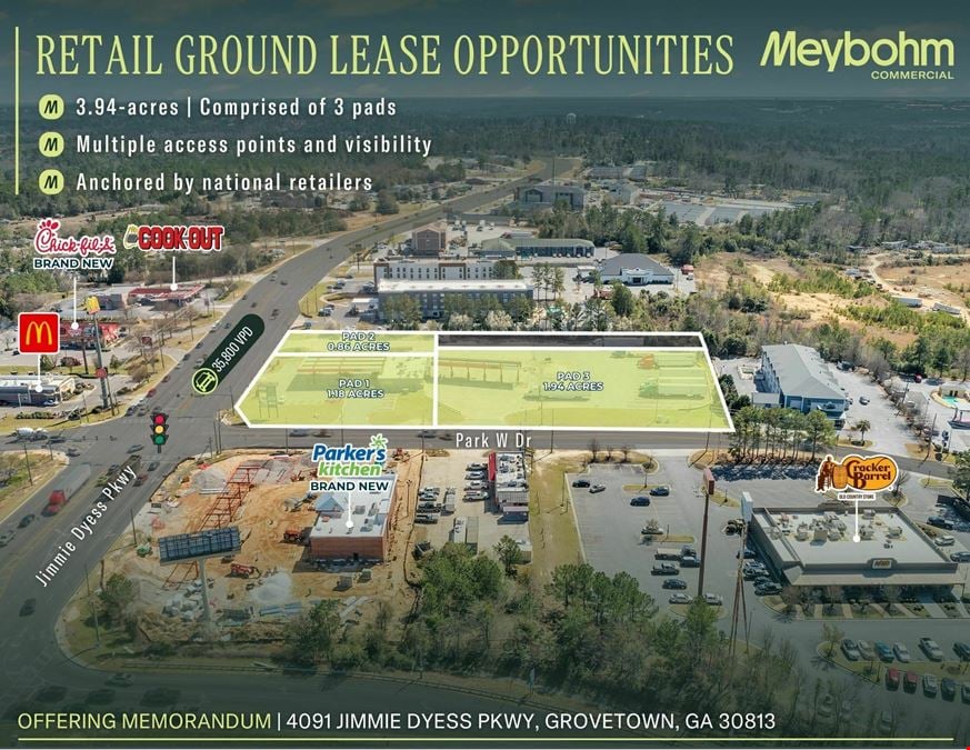 Retail GL Opportunities | 0.86 - 1.94 AC | 35.8K VPD | Grovetown, GA