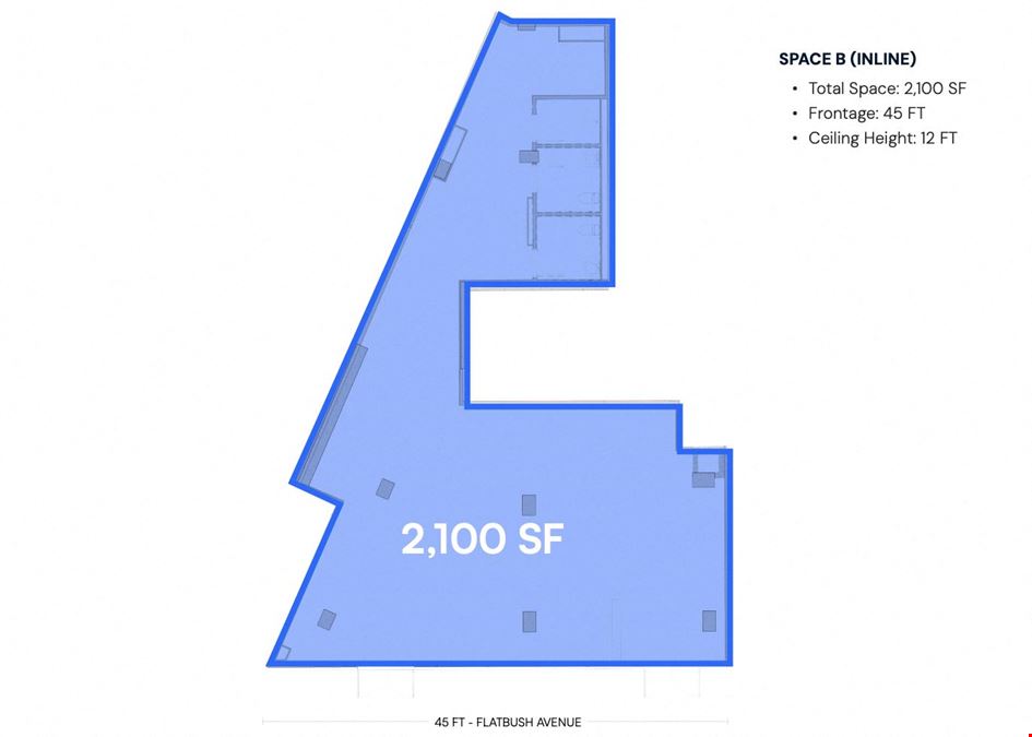 1,600 - 2,100 SF | 275 Flatbush Avenue Extension | Prime Vanilla Box Retail Space with Wrap Around Frontage for Lease