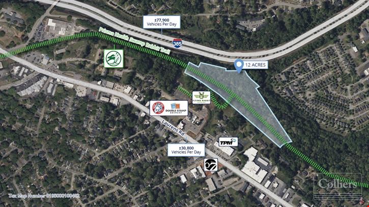 For Sale: 12 Acres with Excellent I-385 Visibility Off Laurens Road