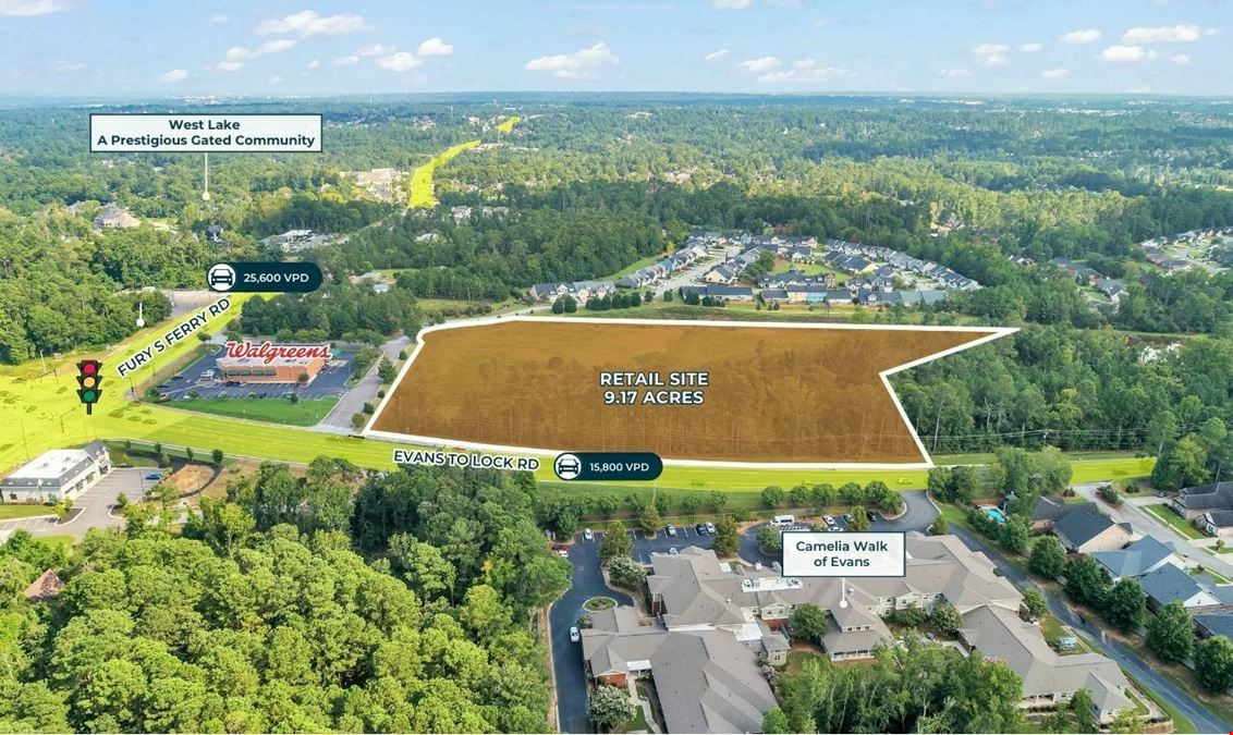 Preakness Plaza | Prime 9.17-Acre Retail Site | Evans, GA