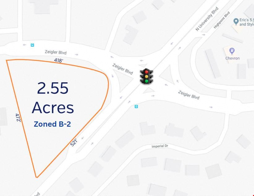 2.55 Acres, Hard Corner with Light