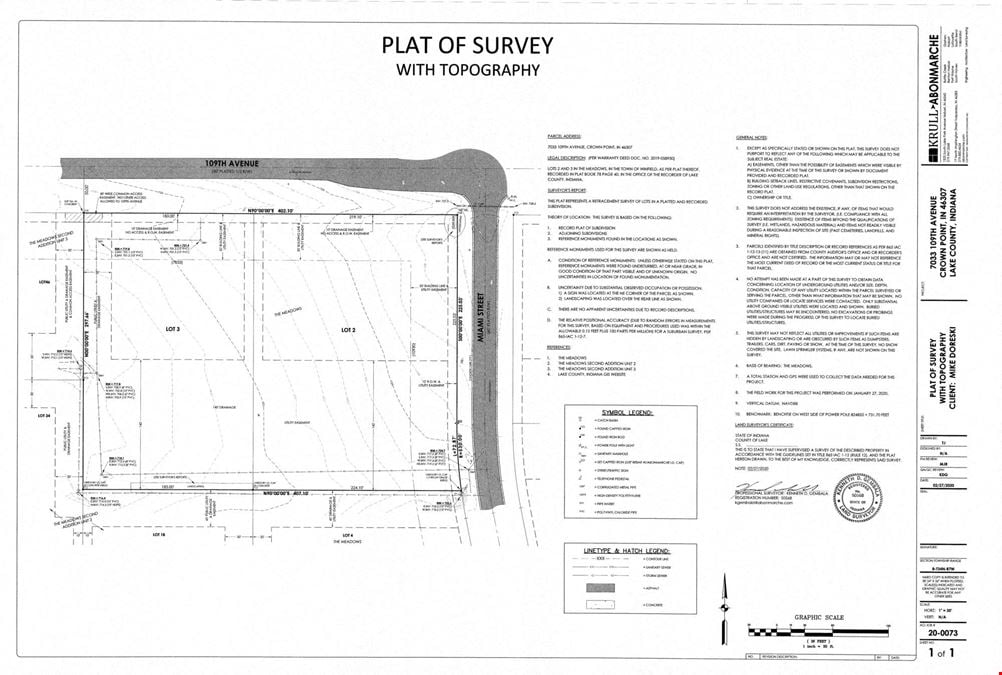 2.75 ACRES ZONED C2 CORNER LOT ON 109TH-MIAMI ST-WINFIELD IN