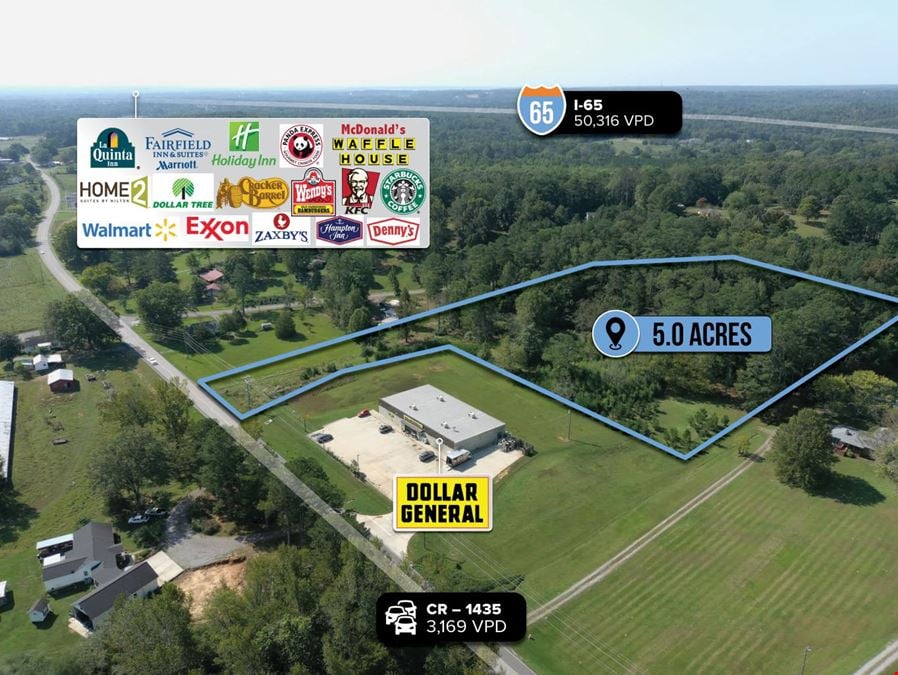 $1 Auction – 5 Acre Parcel | 3K VPD | 7% Population Growth | Between Huntsville & Birmingham