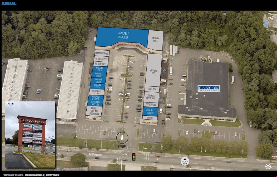1,250 - 20,400 SF | 1075 Portion Rd | Tiffany Plaza Shopping Center Retail Spaces for Lease