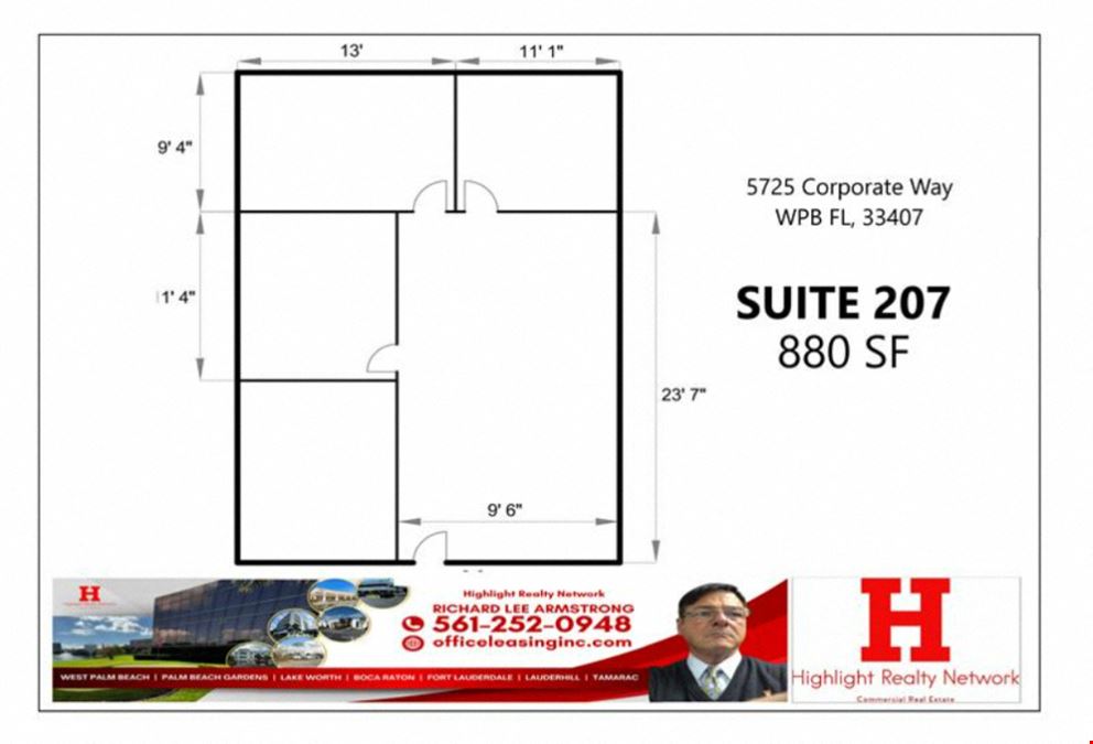 880 SF Suite 207 Professional and Medical Office Space
