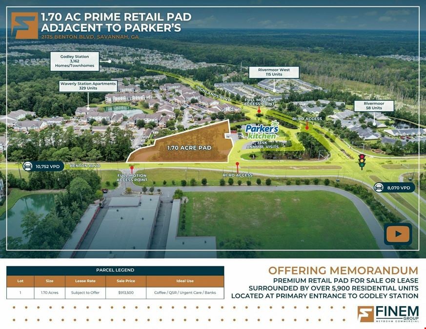 1.70 AC Prime Retail Pad | Adjacent to Parker’s