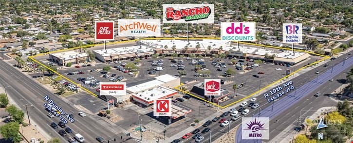 Grocery-Anchored Retail Center for Sale in Central Phoenix