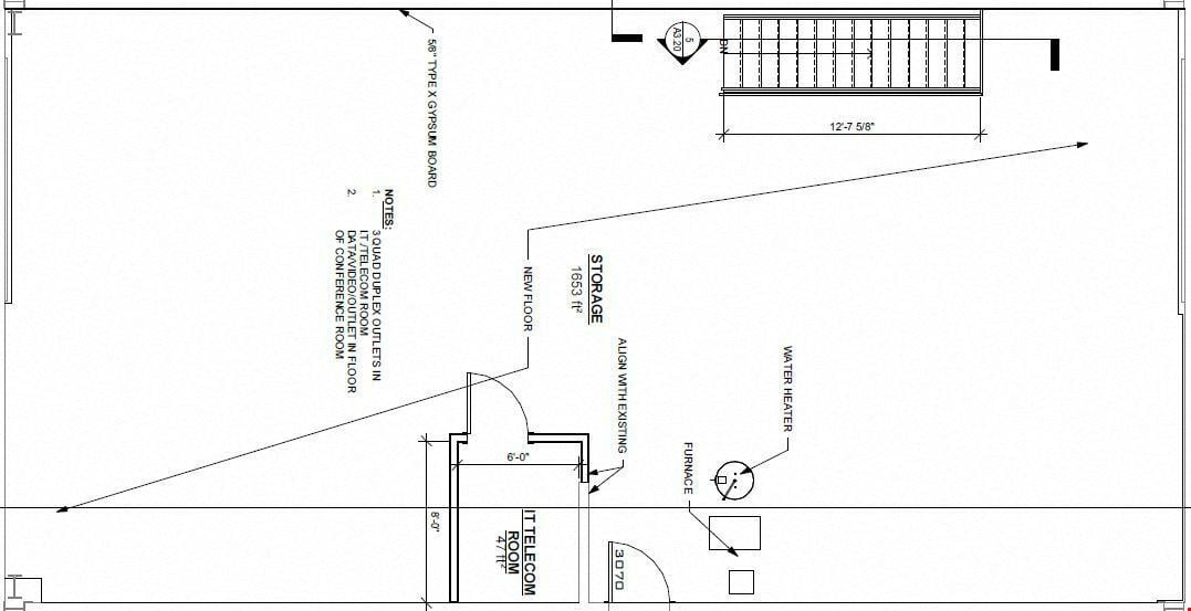 1,708 SF flex/office with 1,653 SF of bonus mezzanine storage area
