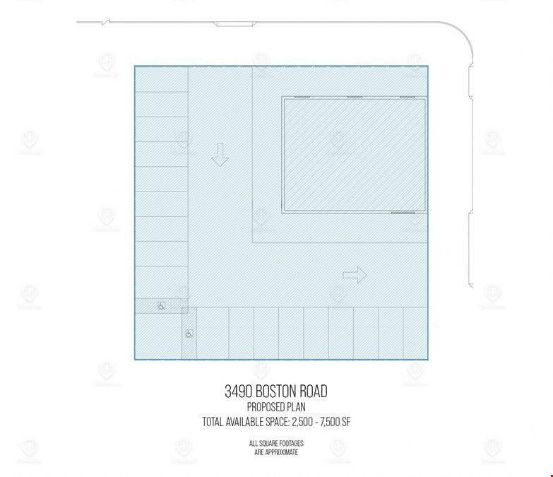 2,500 - 7,500 SF | 3490 Boston Road | Prime Corner Retail Location With Parking & Drive Through Potential for Lease