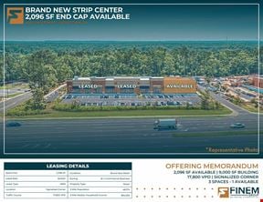 Brand New Strip Center | 2,096 SF End Cap Available