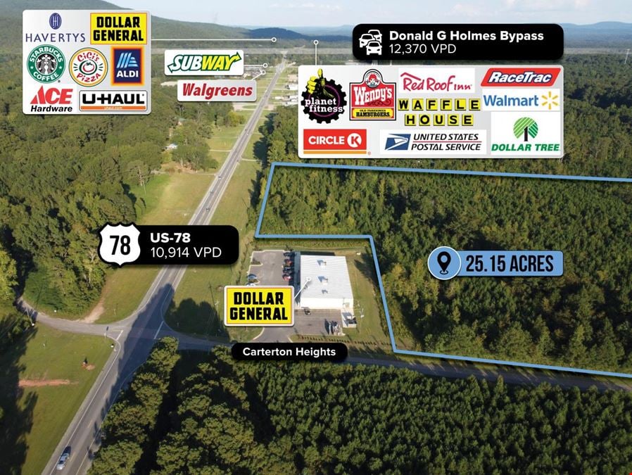 $1 Auction – 25 Acre Parcel | 10K VPD | Oxford, AL