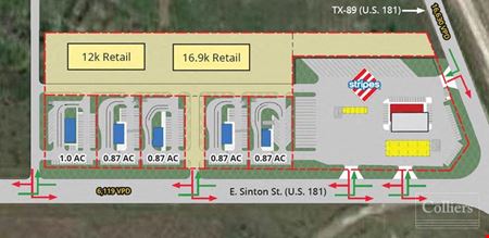 Preview of commercial space at NWC of TX-89 (U.S. 181) & E. Sinton Street