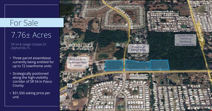 7.76± Acres | SR 54 &  Geiger Estates Dr. | Entitled for up to 72 Townhome Units