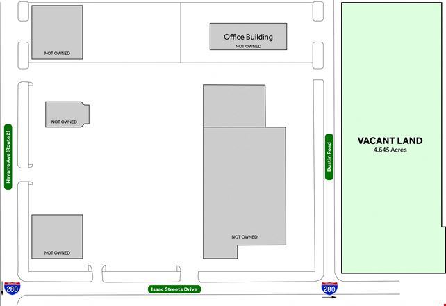 Preview of VacantLand space for Rent at Dustin Road and Isaac Streets Drive