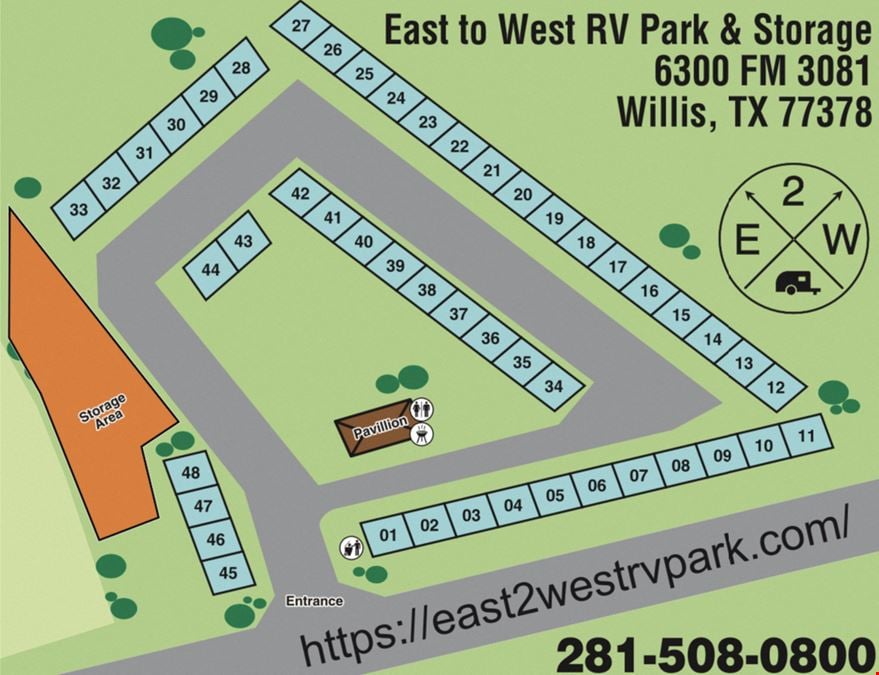 East to West RV Park & Storage in Willis TX