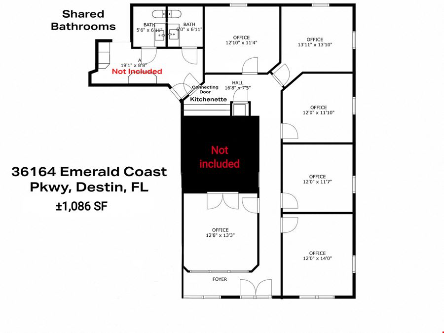 +/- 1,086 SF Office For Lease in Destin, FL