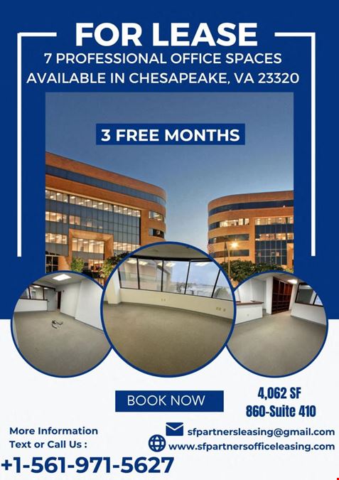 7 Professional Office Space Available in Chesapeake, Virginia 23320