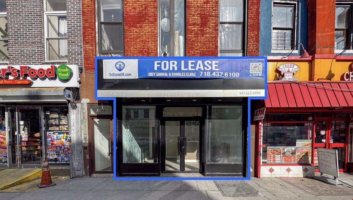 1,300 SF | 1143 Fulton Street | Retail Space with Glass Frontage & Basement for Lease