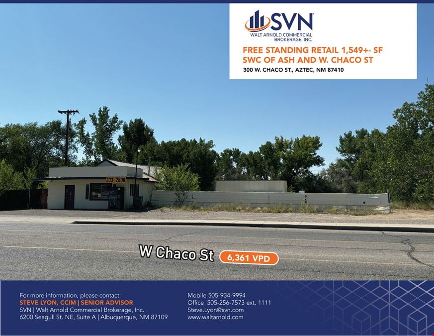 Free standing retail bldg +-1,549sf on corner - Aztec, NM