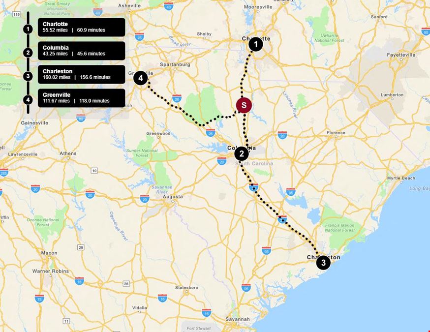209.563 Acres on I-77 Interstate Corridor 40 Minutes South of Charlotte w/ 5 MWs Now Developable Tract